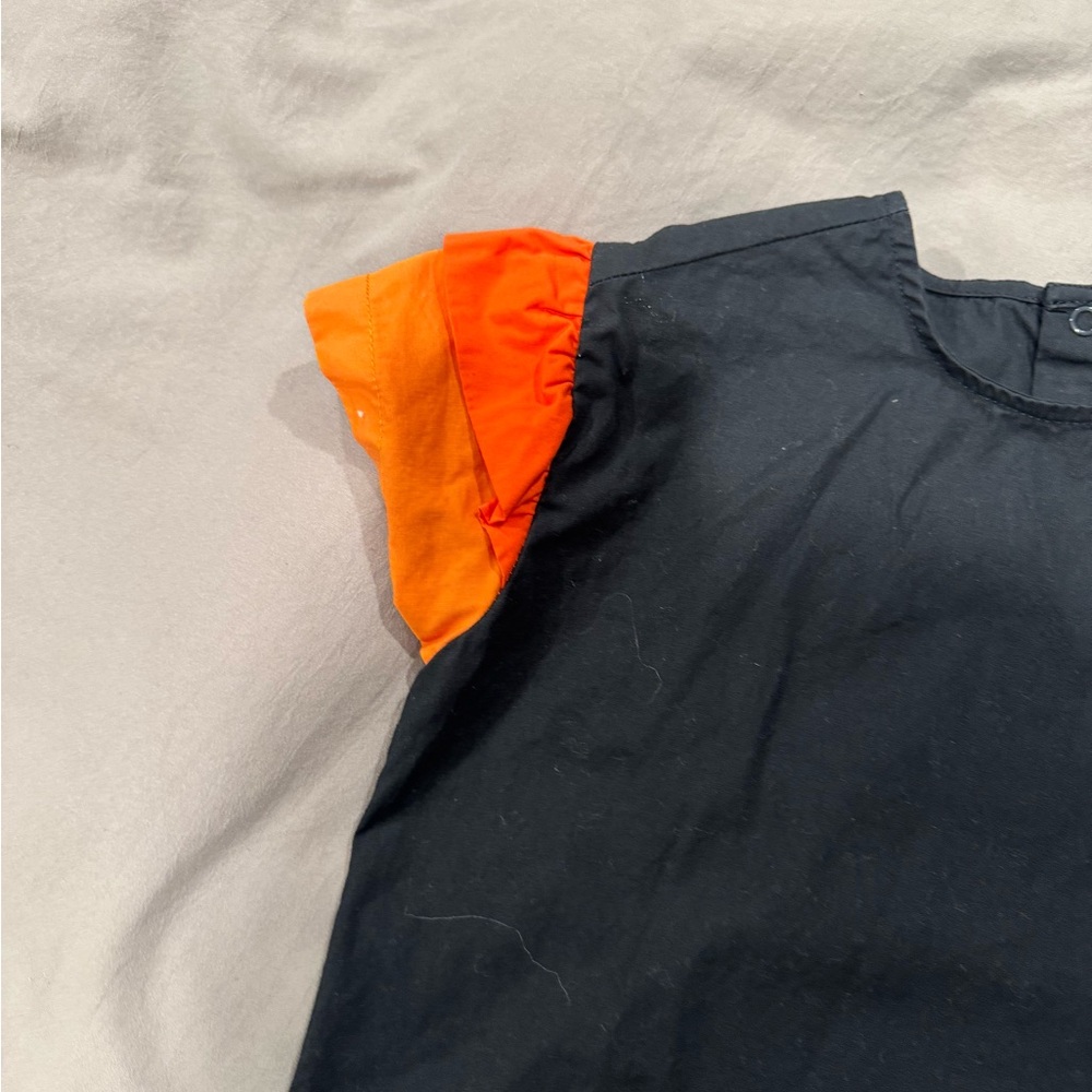 Black Top with Orange Sleeves girls size 4 - Picture 7 of 8